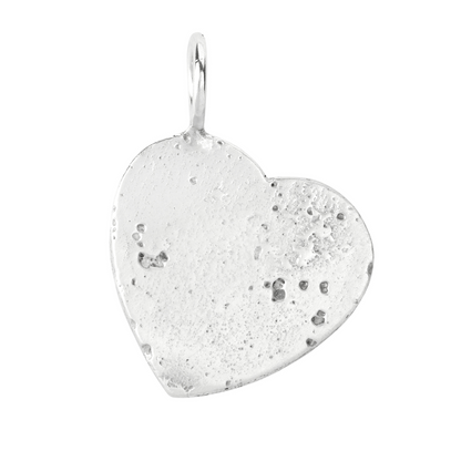 large solid silver textured chunky heart sandcast charm