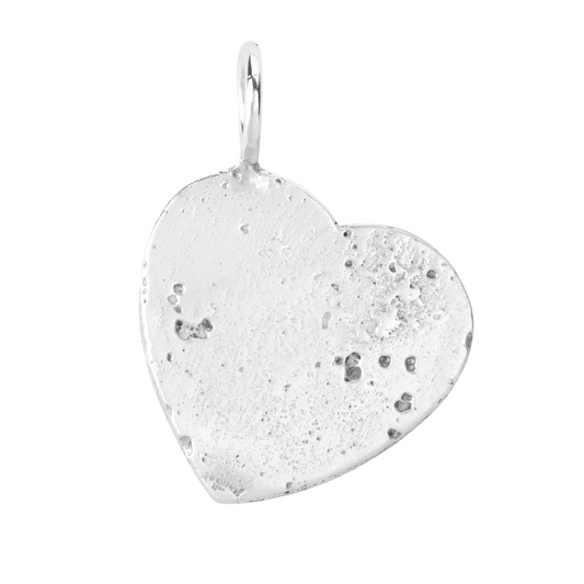 large solid silver textured chunky heart sandcast charm