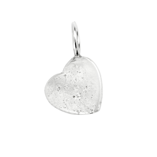 one of a kind small silver heart sandcast charm