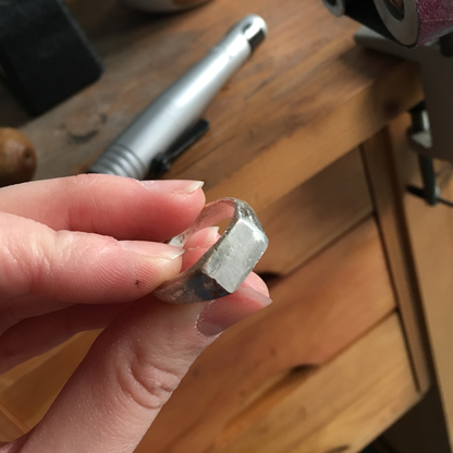 rectangle signet solid silver organic textured sandcast ring