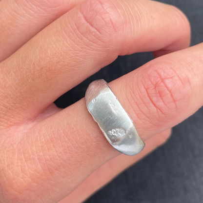 rectangle signet solid silver organic textured sandcast ring