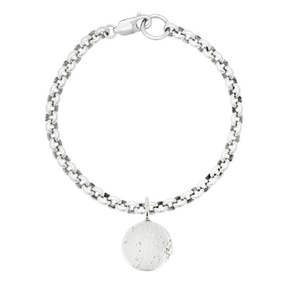 silver sandcast large round medallion charm bracelet