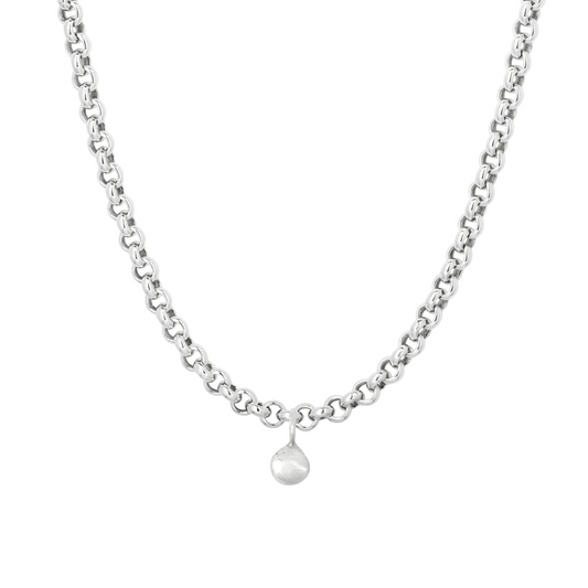 small pebble pendant sandcast chunky chain charm necklace