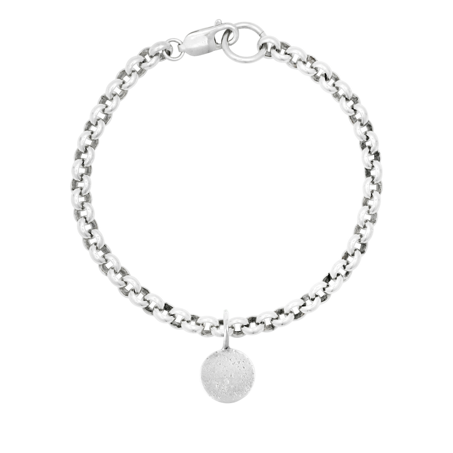 small round medallion sandcast charm bracelet
