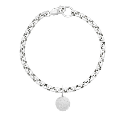 small round medallion sandcast charm bracelet