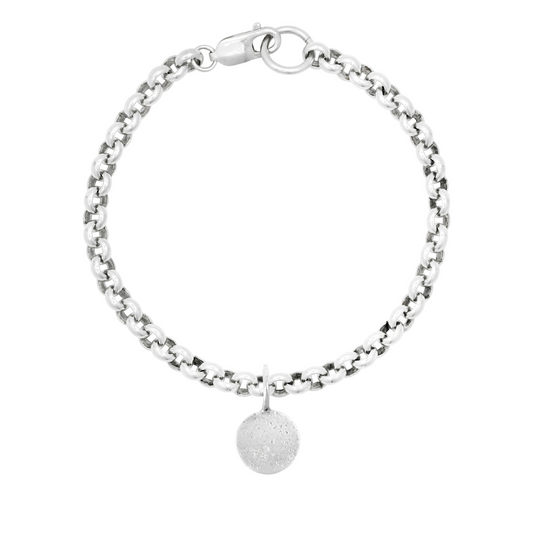 small round medallion sandcast charm bracelet