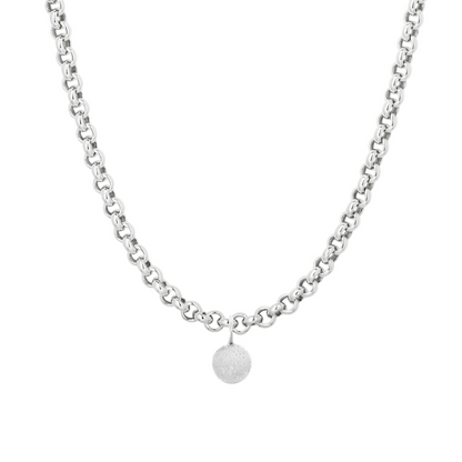 small round medallion sandcast chunky chain charm necklace