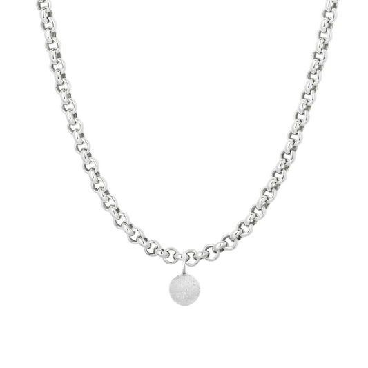 small round medallion sandcast chunky chain charm necklace