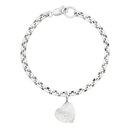 small sandcast love heart charm bracelet