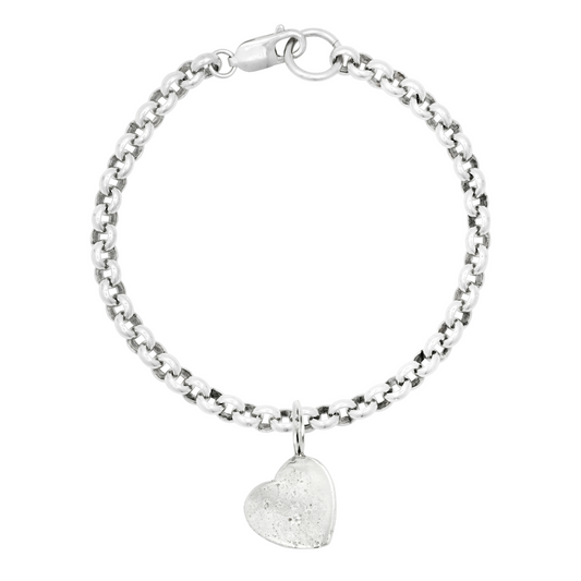 small sandcast love heart charm bracelet