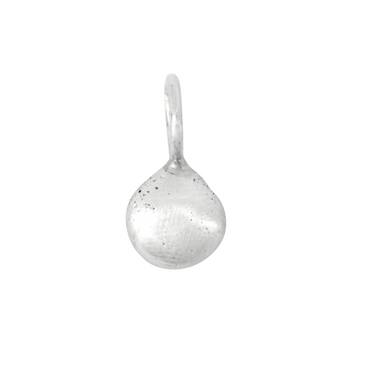 small silver pebble sandcast charm