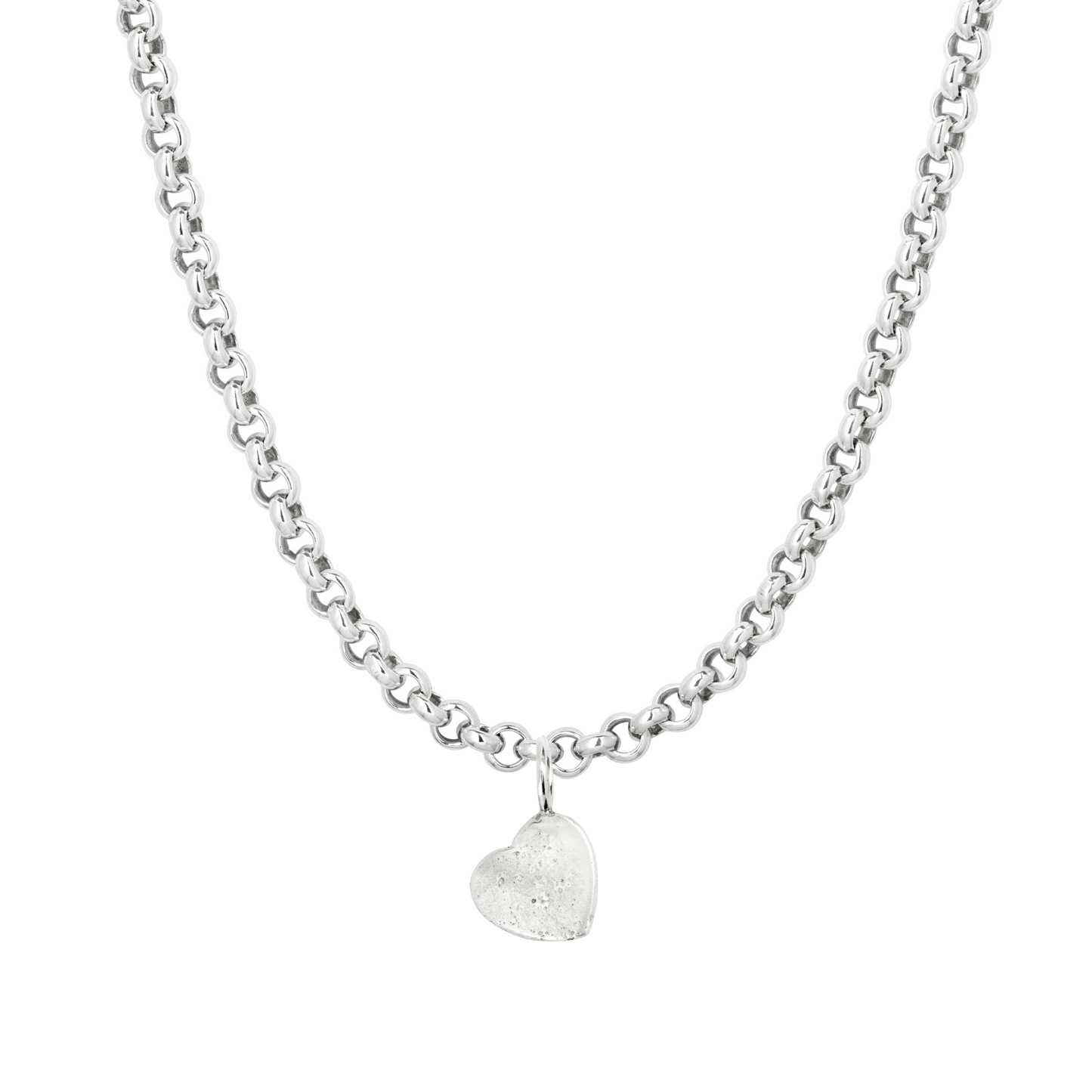 small solid heart chunky heart pendant sandcast chunky chain charm necklace