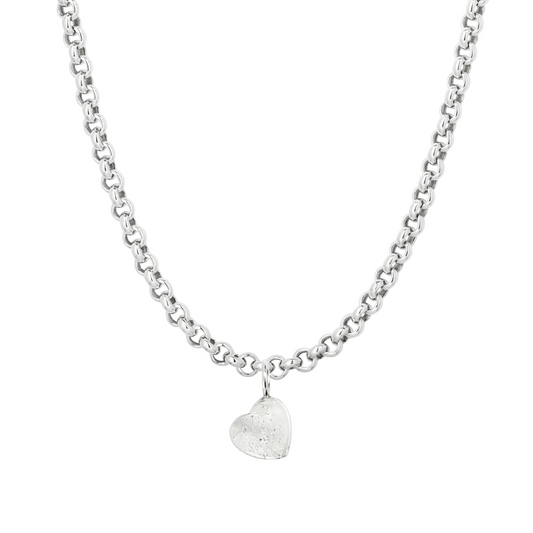 small solid heart chunky heart pendant sandcast chunky chain charm necklace