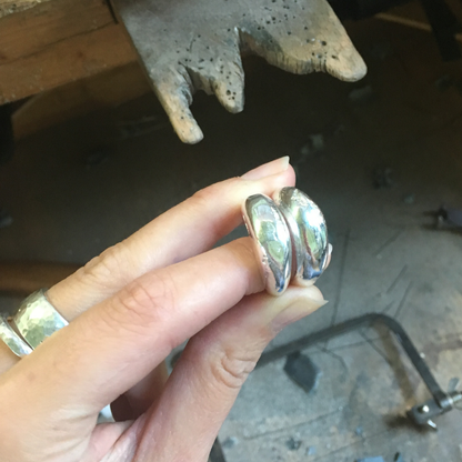 stacking chunky high dome textured sandcast ring set