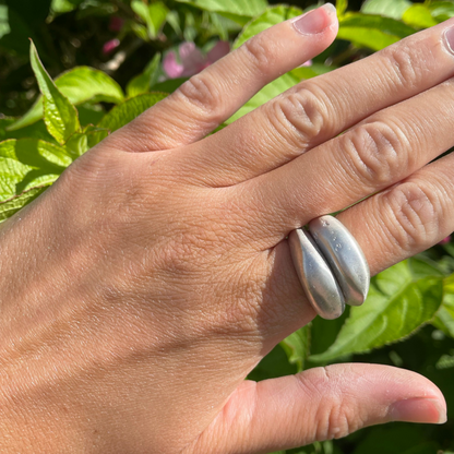 stacking chunky high dome textured sandcast ring set