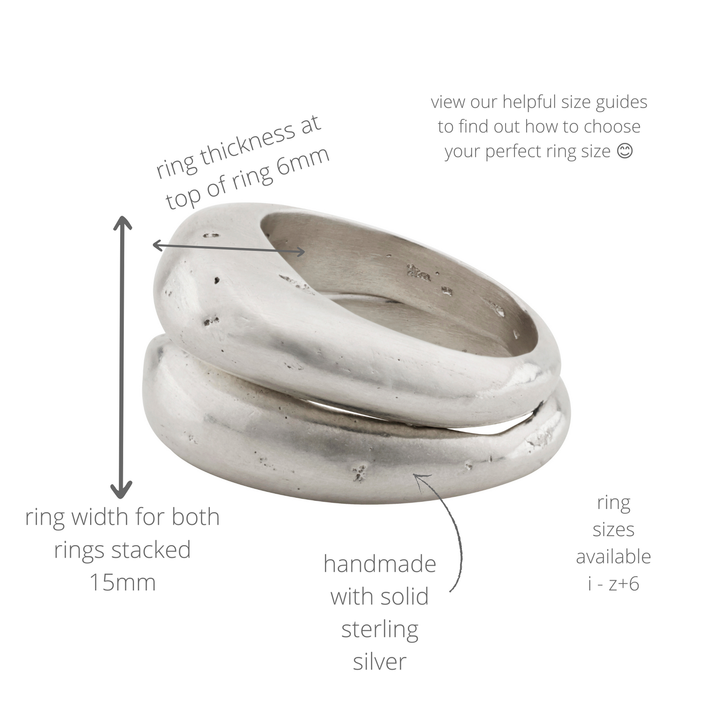 stacking chunky high dome textured sandcast ring set