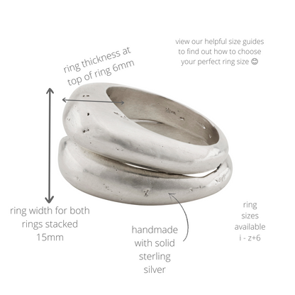 stacking chunky high dome textured sandcast ring set