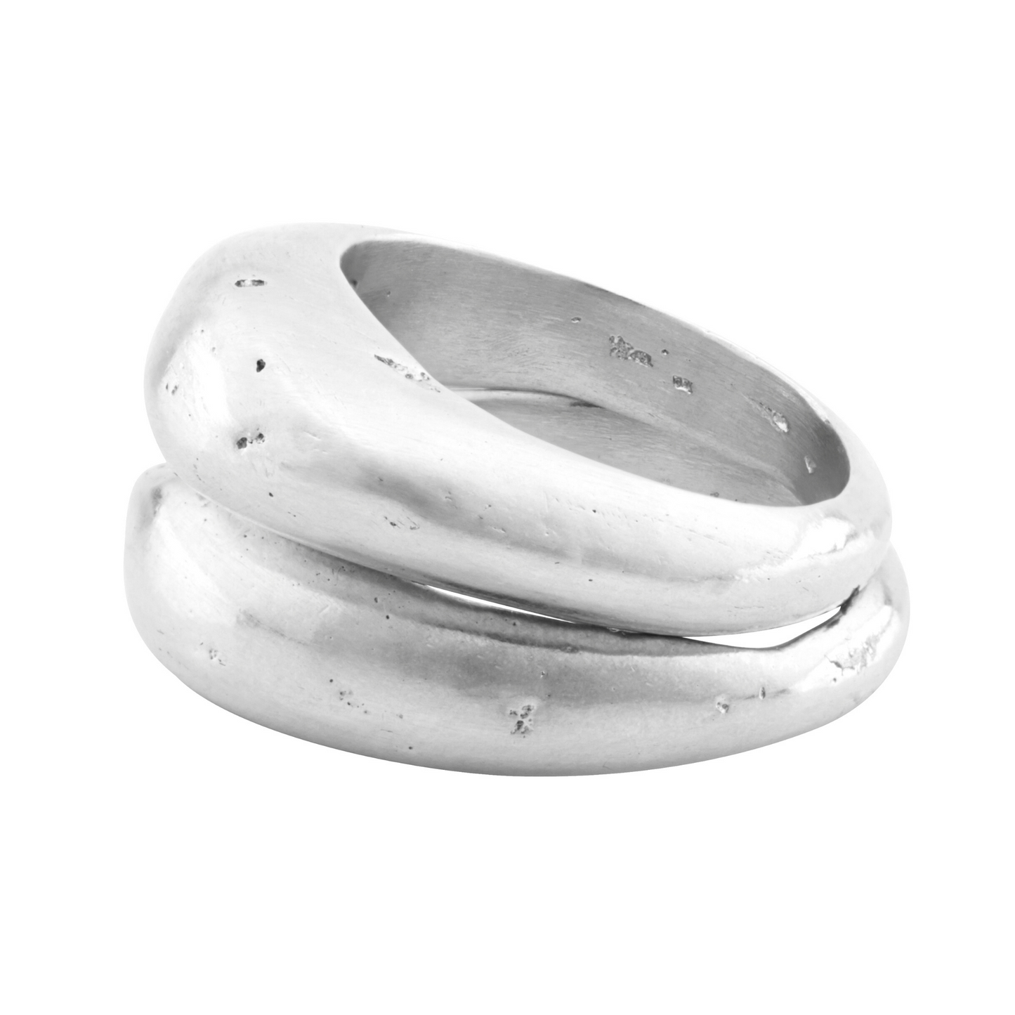 stacking chunky high dome textured sandcast ring set