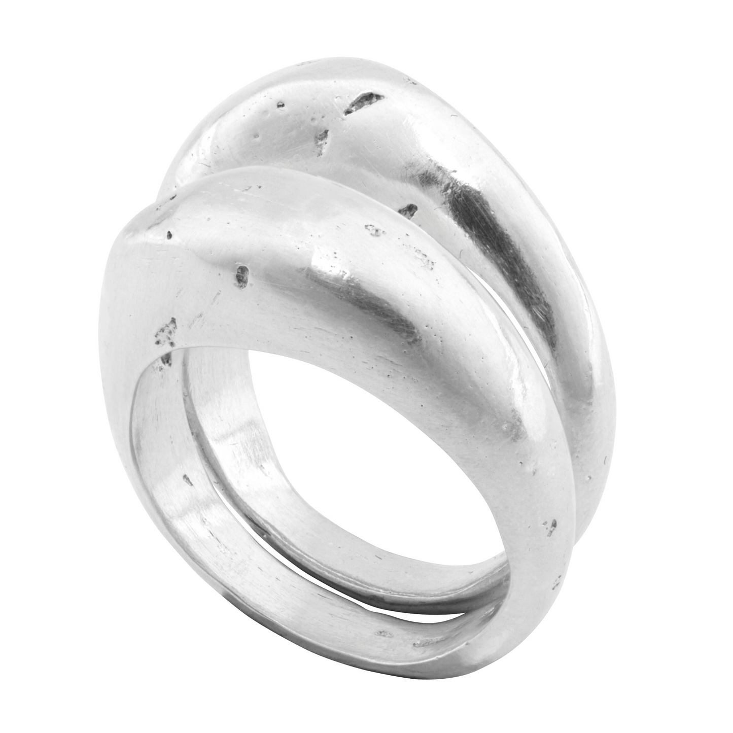 stacking chunky high dome textured sandcast ring set