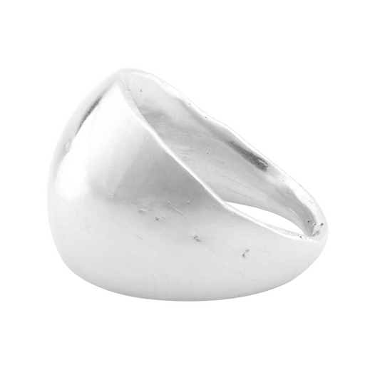 statement bold wide high dome maximalist solid silver sandcast ring