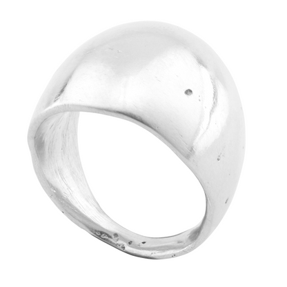 statement bold wide high dome maximalist solid silver sandcast ring
