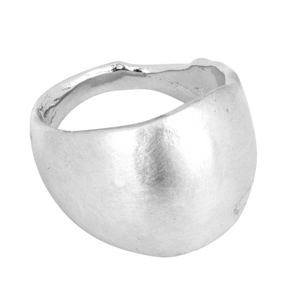statement bold wide high dome maximalist solid silver sandcast ring