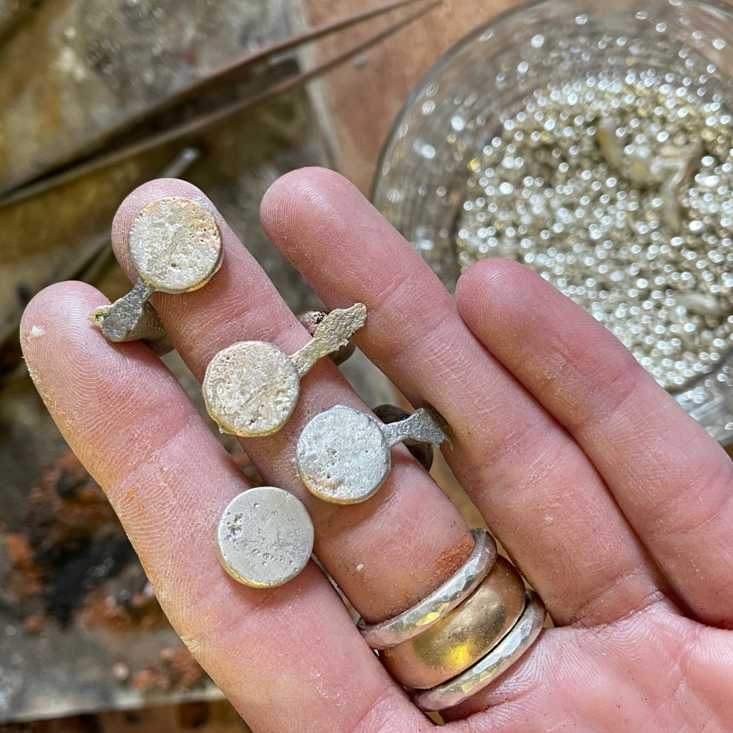 textured small round sandcast pendant charm